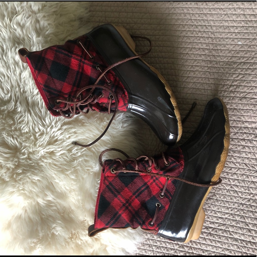 Sperry Tartan welly boots